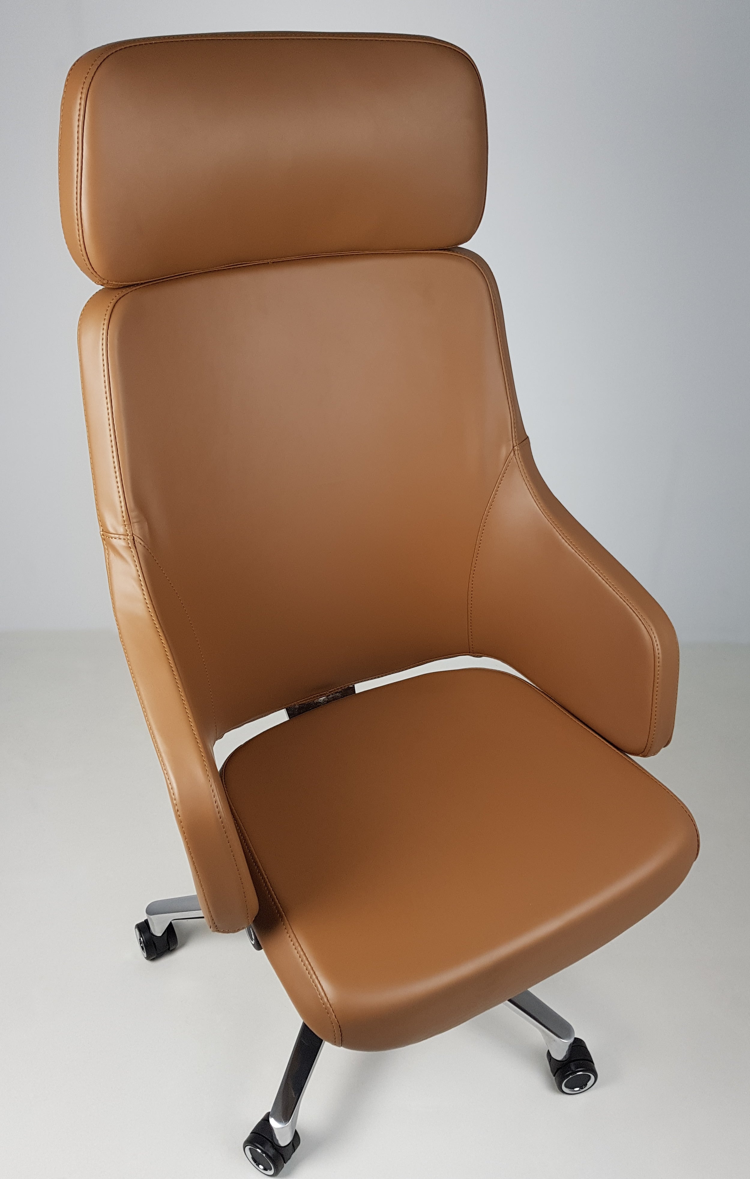 High Back Tan Leather Executive Office Chair with Seat Slide - CHA-1823A